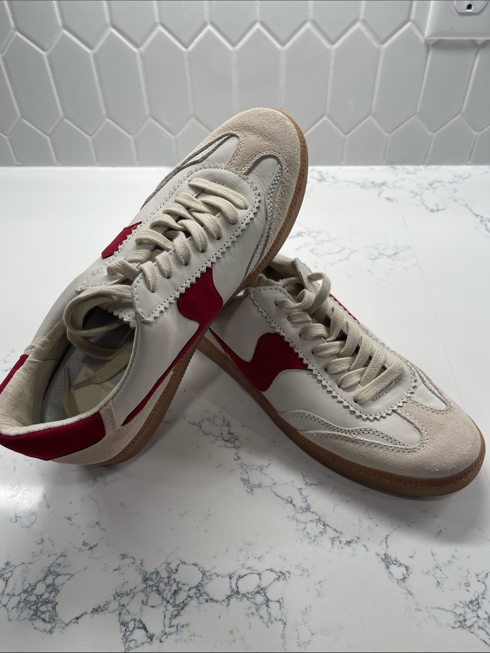 Dolce Vita Women's Athletic Sneakers in Cream and Red